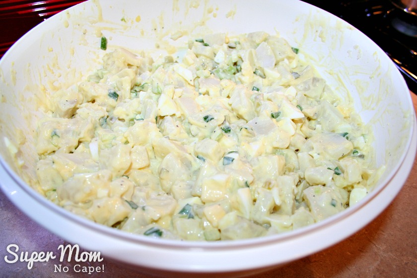 Potato Salad to Feed a Crowd - mix the dressing in with all the other potato salad ingredients