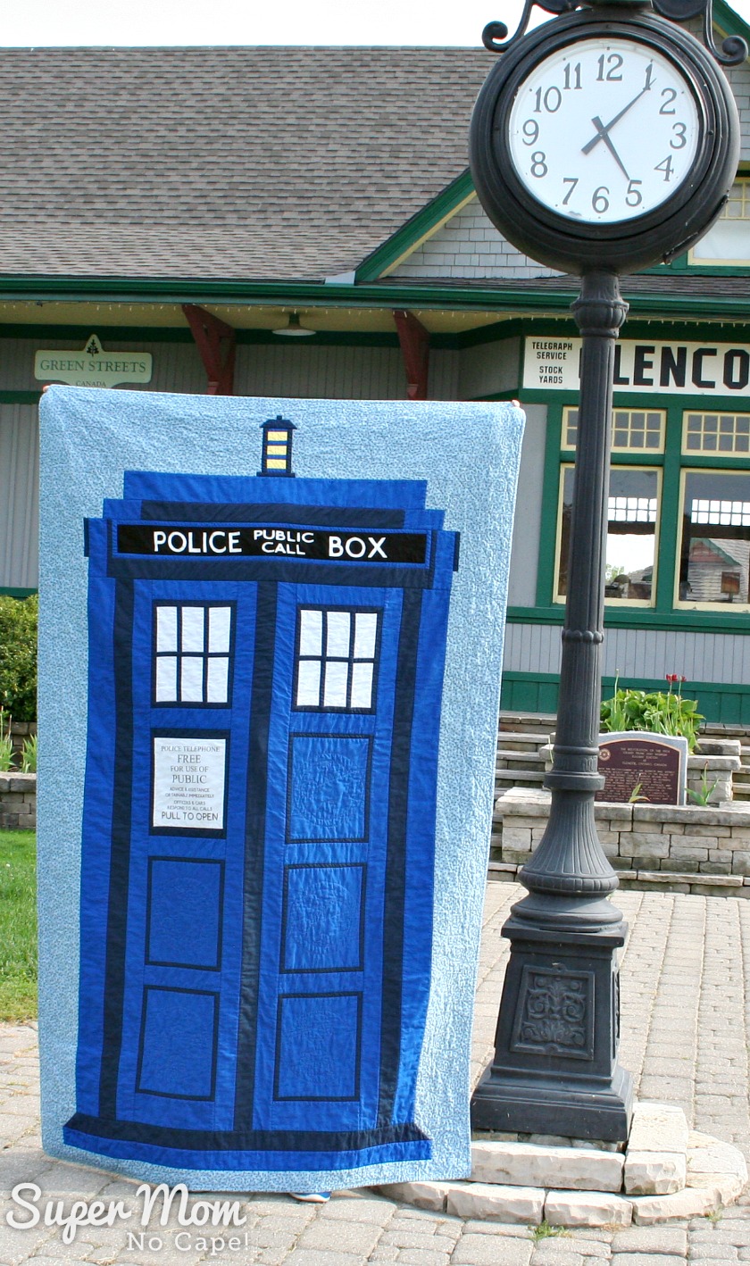 Dr Who Tardis Quilt - beside old town clock