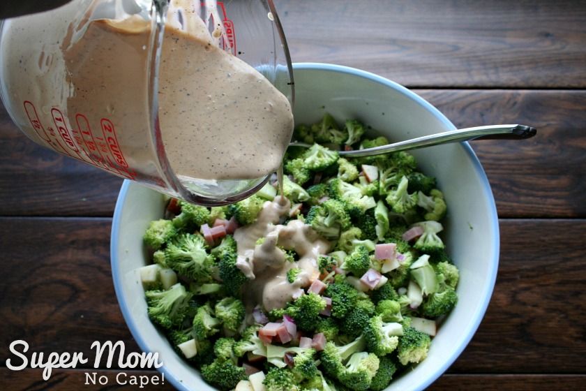 Broccoli Salad with Balsamic May Dressing - pour dressing over salad
