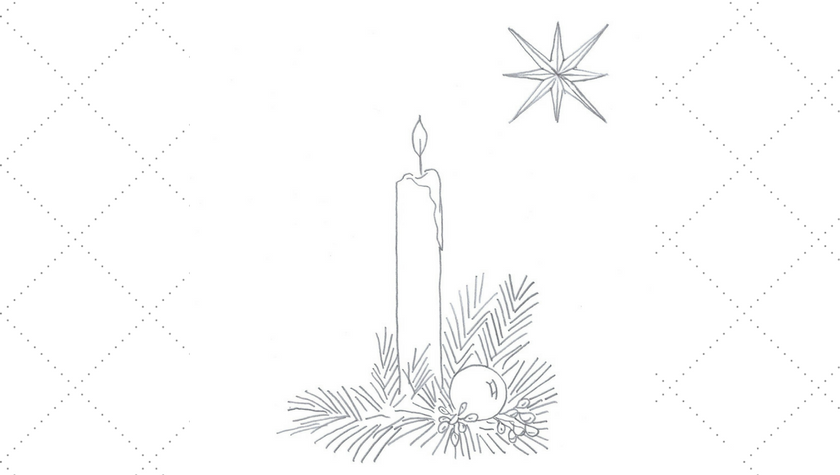 Christmas Candle and Star Embroidery Pattern