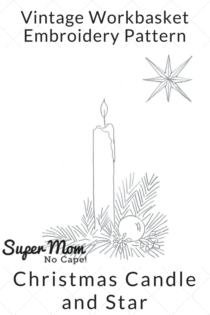 Vintage Workbasket Embroidery Pattern - Christmas Candle and Star