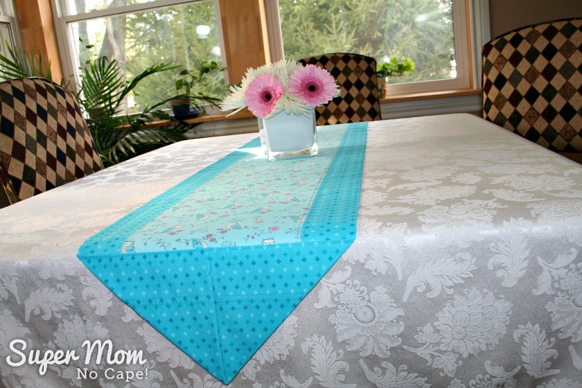 One Hour Table Runner - Owl fabric as the center feature panel