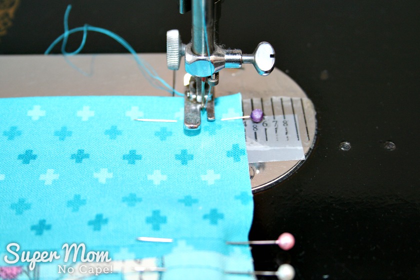 One Hour Table Runner - Sew using a half inch seam allowance starting at the outside edge and sewing towards the fold