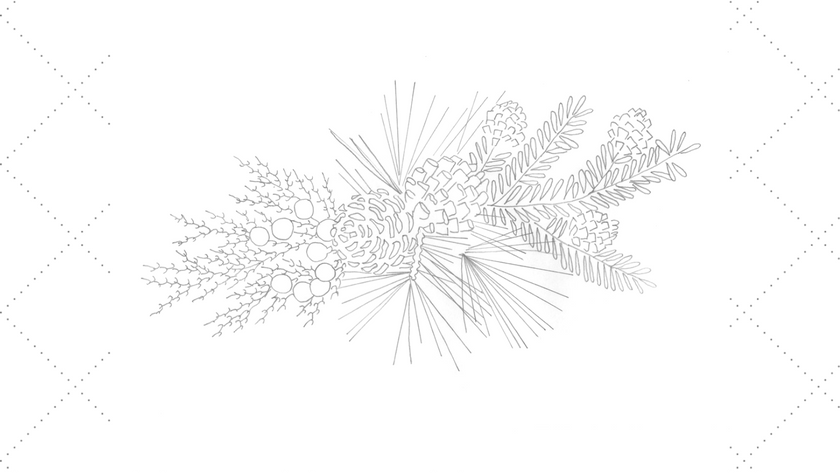 Large Christmas Pine Cone Centerpiece Embroidery Pattern