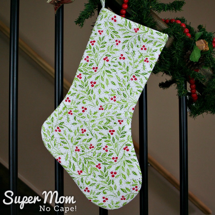 Comtemporary Holly and Berries Christmas Stocking