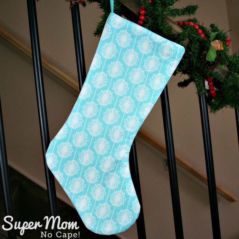 Contemporary Blue with White Flower Bursts Christmas Stocking