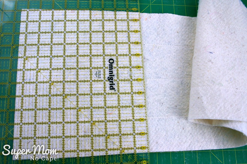 How to Join Leftover Strips of Quilt Batting - 10 Square up the joined strips to 9 and one half inches square