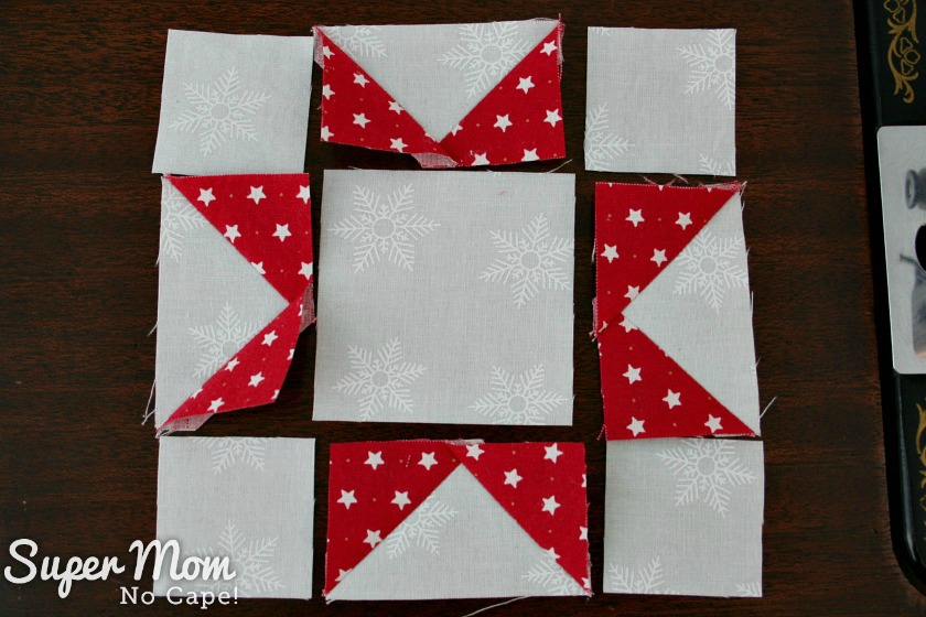 Sawtooth Star with Applique Center Ornament - 12. Lay out block as shown to form a star