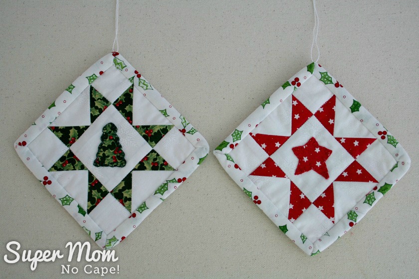 Sawtooth Star with Applique Center Ornament - Two finished ornaments