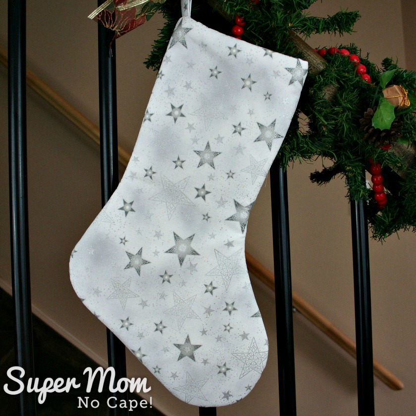 White Silver Stars Christmas Stocking