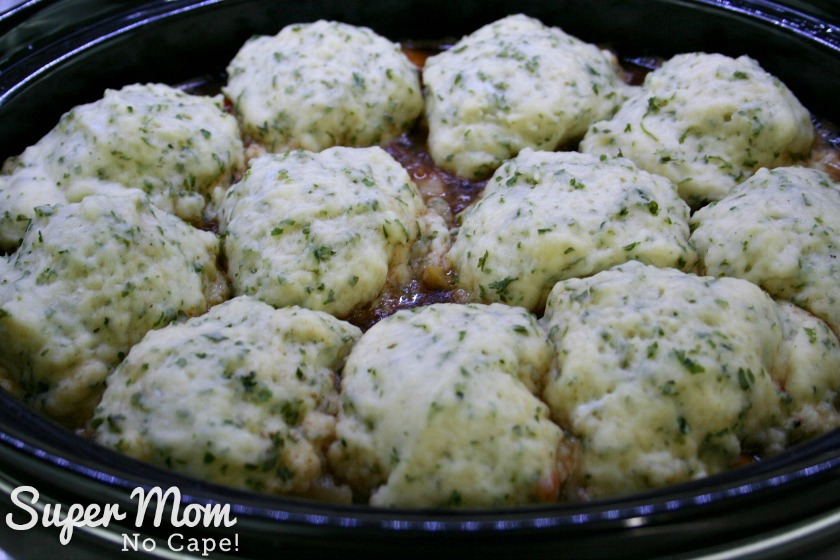Big fluffy dumplings done cooking and ready to serve.