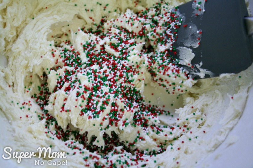 Christmas Lights Shortbread Cookies - 6. Quickly stir in the non pariels
