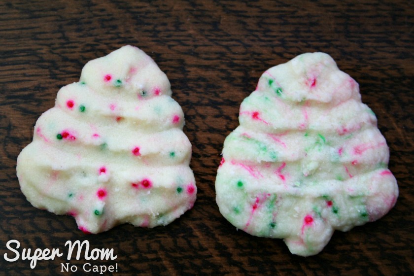Christmas Lights Shortbread Cookies - 9 Two Christmas tree cookies side by side
