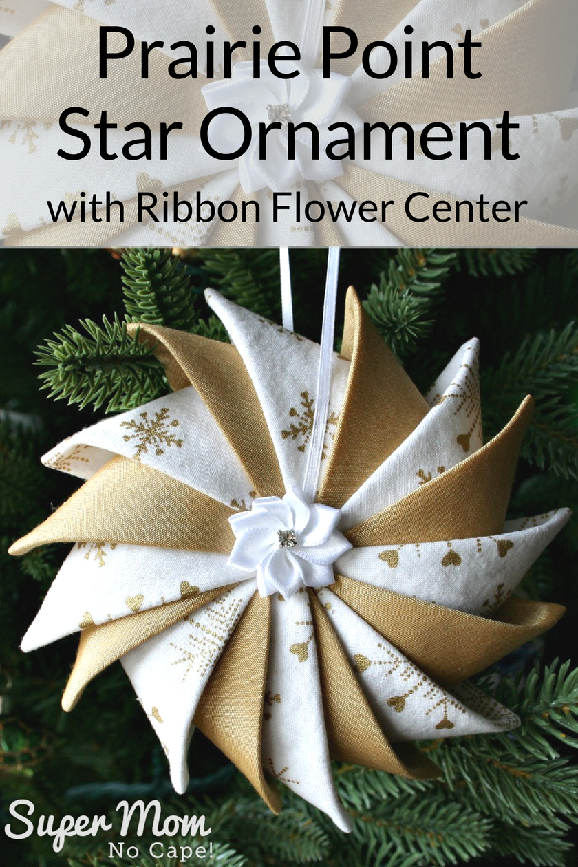 Prairie Point Star Ornament with Ribbon Flower Center