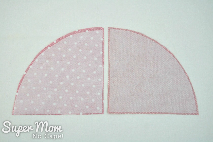 Photo of the interfacing fused on wrong side of the outer and lining fabric cone pieces.