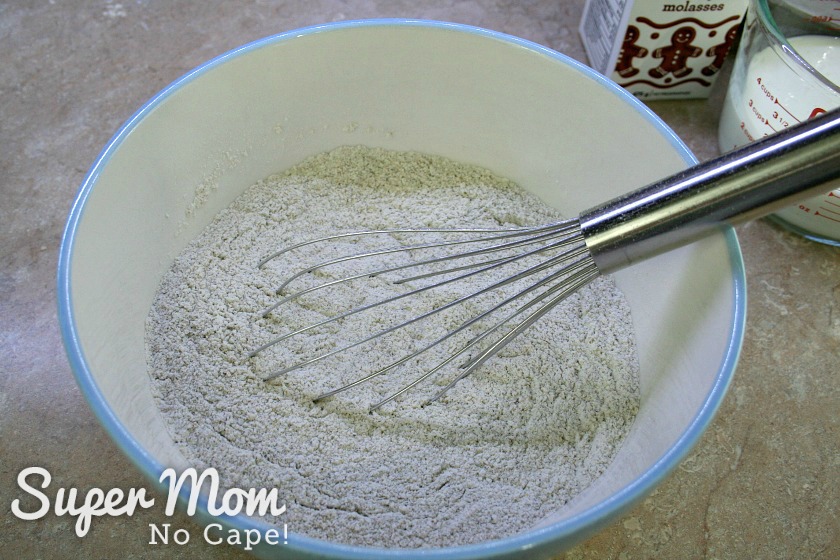 Whisking the dry ingredients together in a large bowl