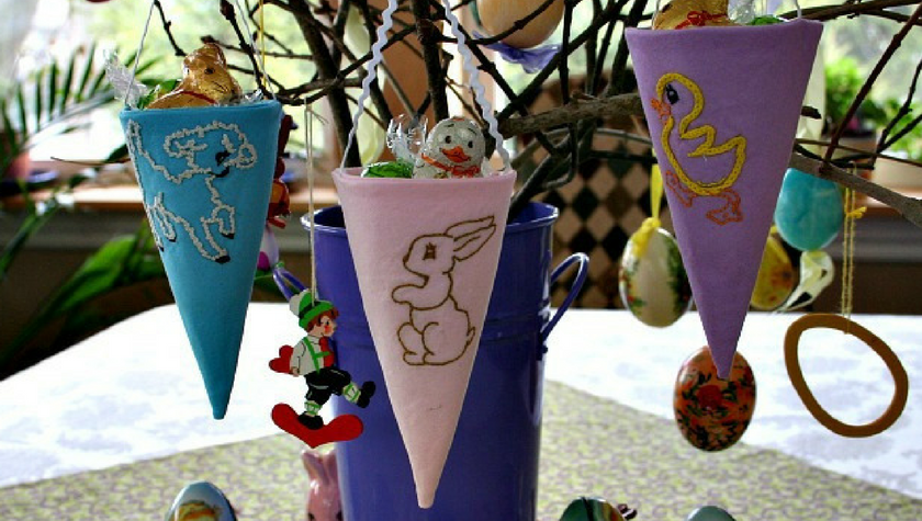 Embroidered Fabric Easter Cones