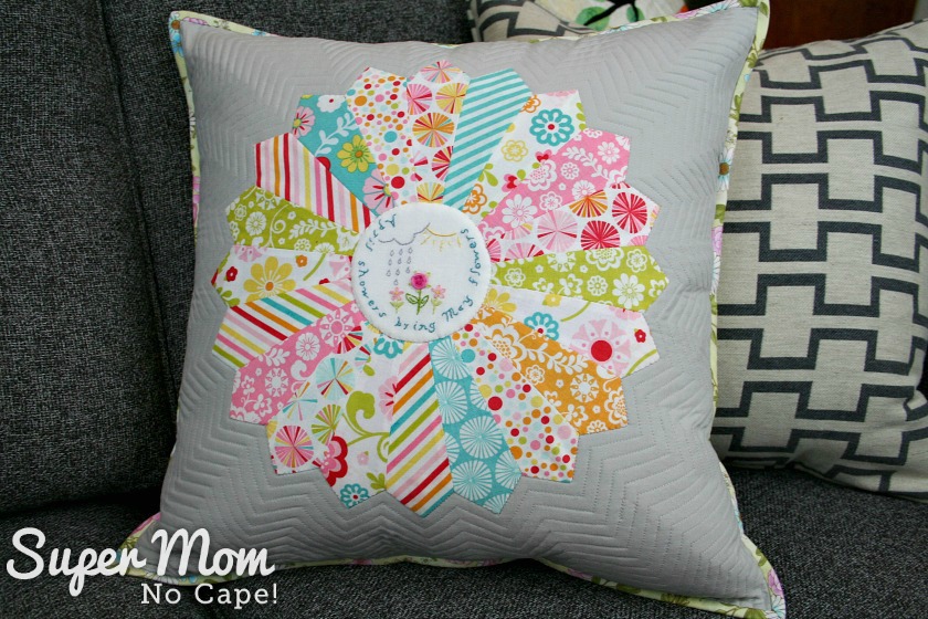 Front of the April Showers Dresden Plate pillow cover