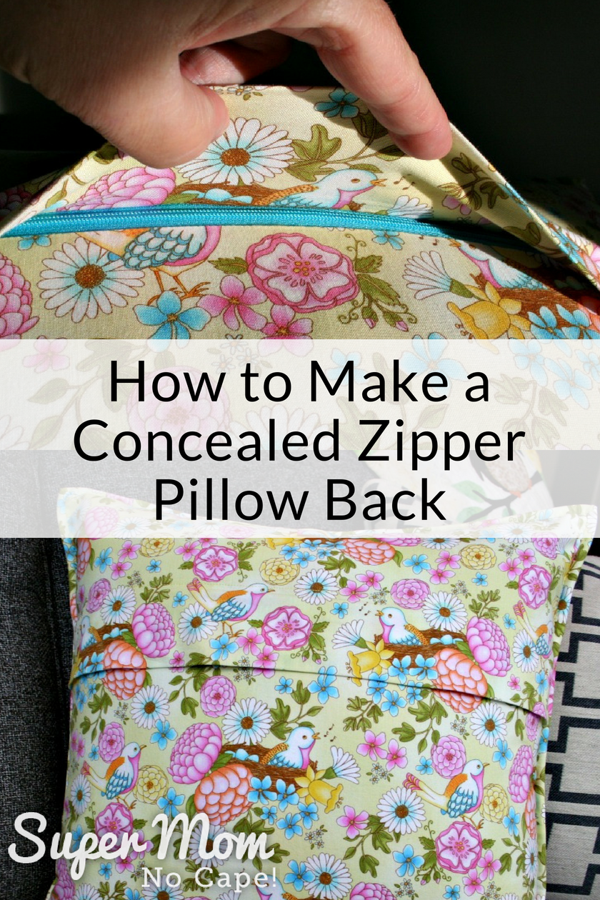 Collage photo showing the concealed zipper from How to Make a Concealed Zipper Pillow Back