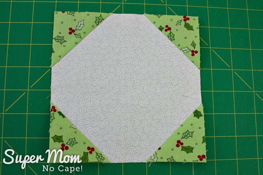 Completed center block for the Christmas Wreath Pillow Cover