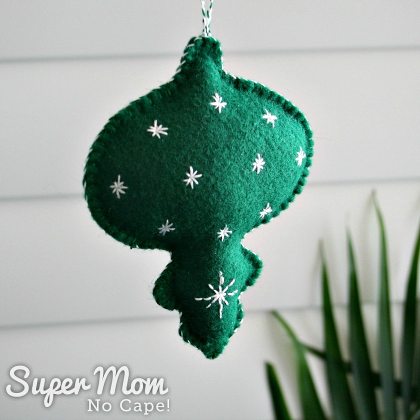Green Felt Bauble with White Embroidered Stars