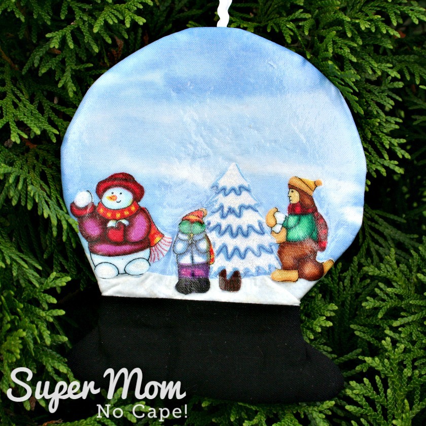 Snowball Fight Snow Globe with snowman and 2 young girls