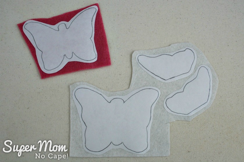 Iron the pattern pieces for the Beaded Felt Butterfly Embroidery Pattern onto felt