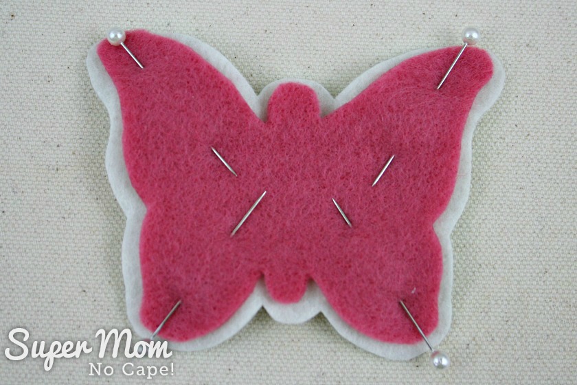 Pin the inner butterfly to the outer butterfly piece
