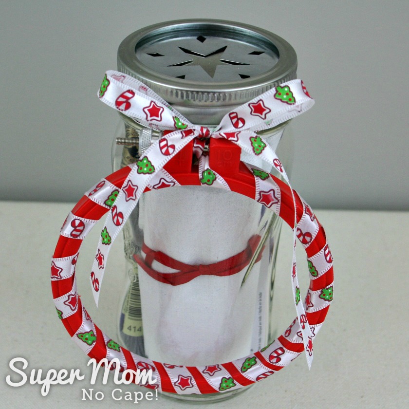 Mason Jar Embroidery Kit with Embroidery Hoop Wreath attached
