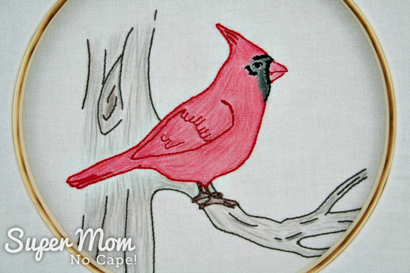 Cardinal Sitting in a Tree Embroidery Pattern