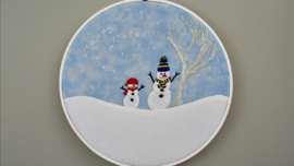 Happy Winter Snowmen hoop embroidery