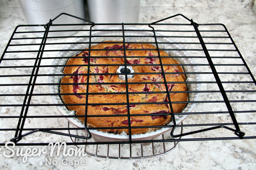Cooling rack on top of the bundt pan