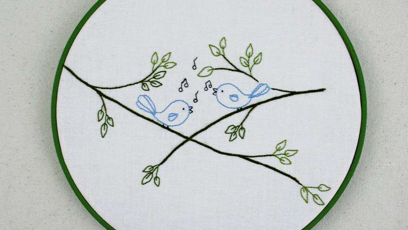 Songbirds Embroidery Hoop Art