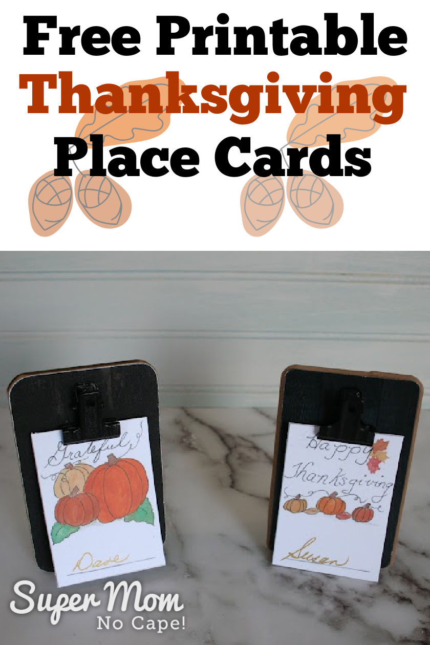 Pinterest shareable pin for Thanksgiving Place Cards Printable