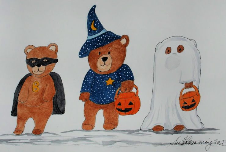Teddy Bear Halloween Embroidery Pattern