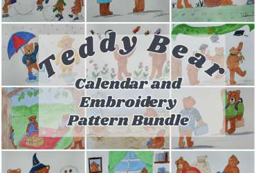 Collage photo of Teddy bear pattern bundle.
