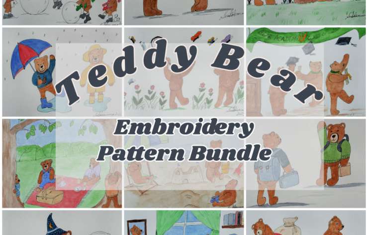 Teddy Bear Embroidery Pattern Bundle