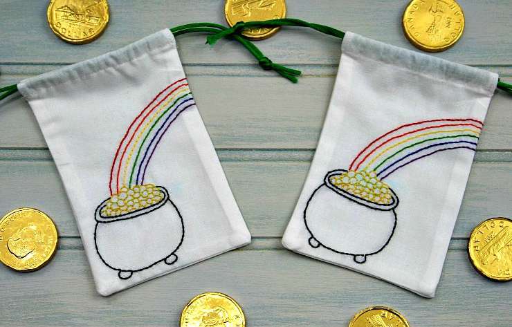 Pot of Gold at the End of the Rainbow Embroidery Pattern