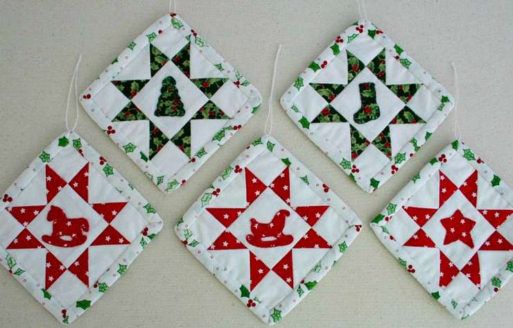 Printable Sawtooth Star Ornament with Applique Center Tutorial PDF Pattern