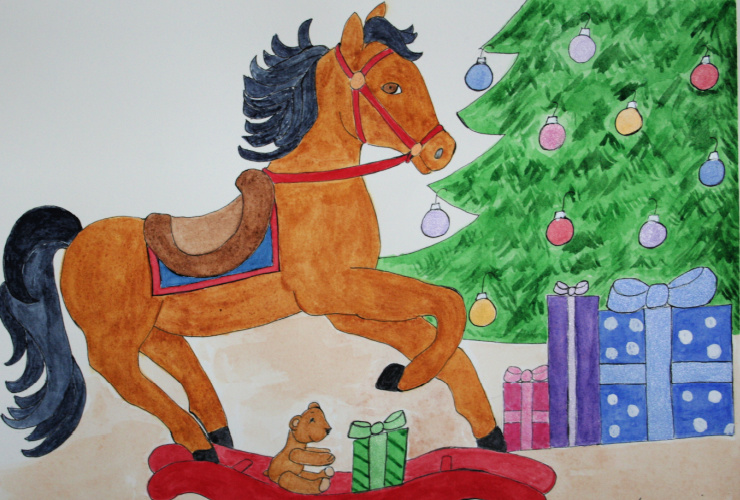 Christmas Rocking Horse Embroidery Pattern
